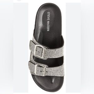 New Pair of Steve Madden Thrilled Rhinestone Slides-Buckled Sandals Size 7M